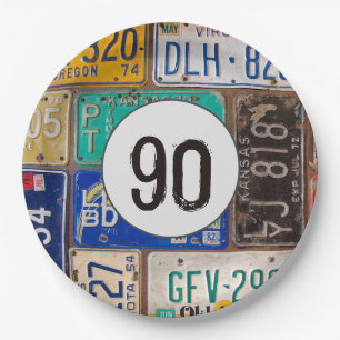 Assiettes En Carton Plaques de licence rouillées 90e anniversaire