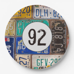 Assiettes En Carton Plaques de licence rouillées 92e anniversaire