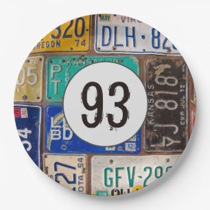 Assiettes En Carton Plaques de licence rouillées 93e anniversaire