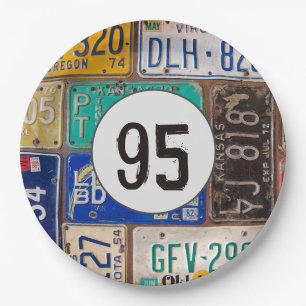 Assiettes En Carton Plaques de licence rouillées 95e anniversaire