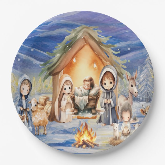 Assiettes En Carton Plaques de Noël de Nativité (Devant)