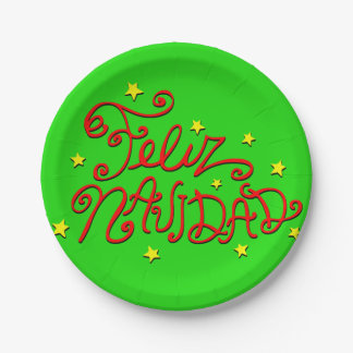 Assiettes En Carton Plaques de Noël Feliz Navidad