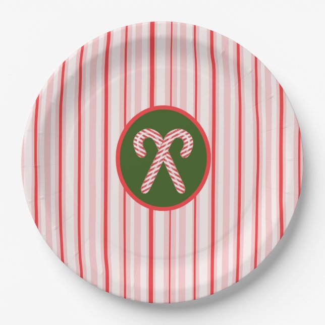 Assiettes En Carton Plaques de Noël/menthe poivrée (Devant)