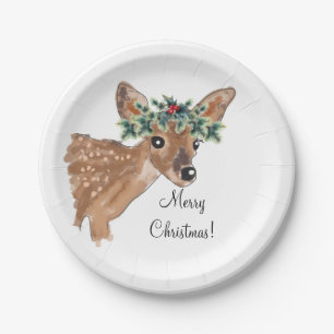 Assiettes En Carton Plaques de Noël personnalisées de Cerfs Fawn