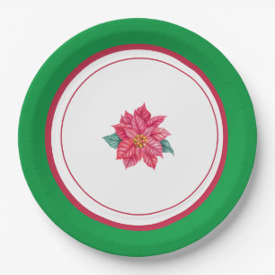 Assiettes En Carton Plaques de Noël Poinsettia personnalisées, Vacance