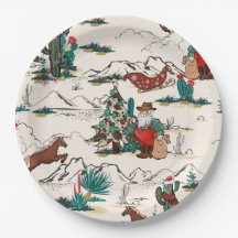 Plaques de Noël Retro Western Père Noël