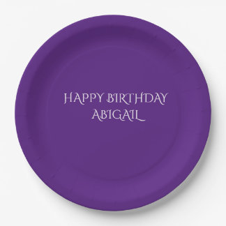 Assiettes En Carton Plaques de nom personnalisées d'anniversaire mauve