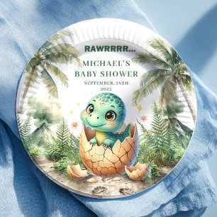 Assiettes En Carton Plaques de nom pour Baby Shower Dinosaure Mignon q