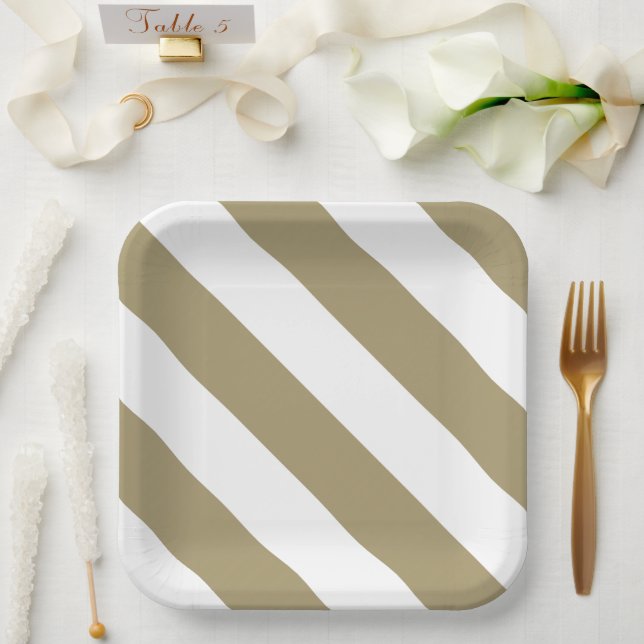 Assiettes En Carton Plaques de papier à barres croisées (Mariage)