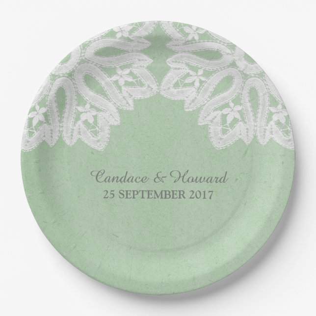 Assiettes En Carton Plaques de papier à dentelle Élégantes de la Mint  (Devant)