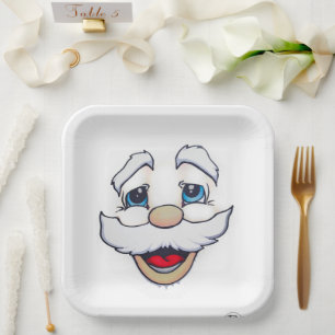 Assiettes En Carton Plaques de papier à facettes père Noël