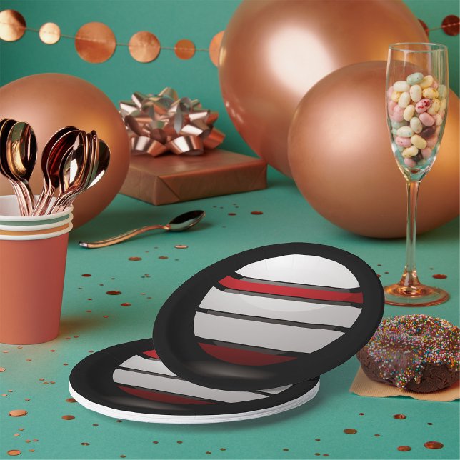 Assiettes En Carton Plaques de papier à icônes rouges et blanches (Créateur téléchargé)