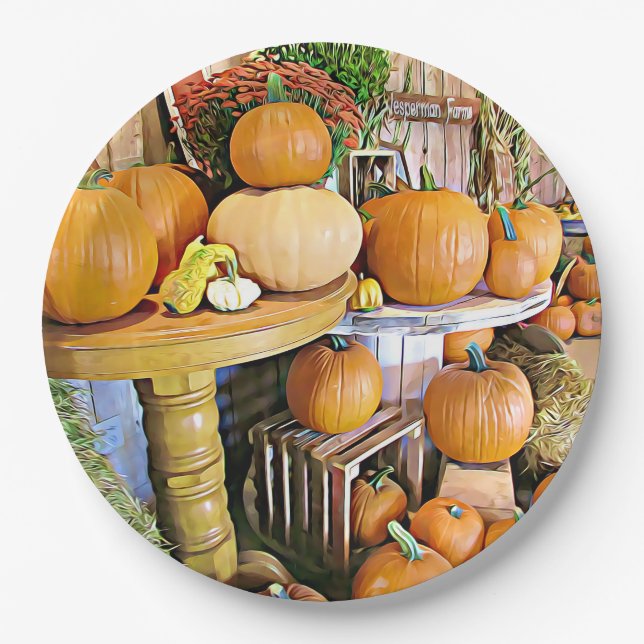Assiettes En Carton Plaques de papier à motif Citrouille d'Halloween (Devant)