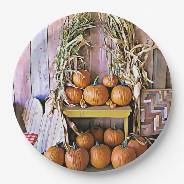 Assiettes En Carton Plaques de papier à motif Citrouille d'Halloween (Devant)
