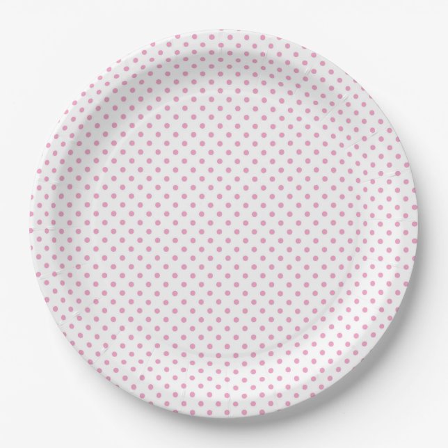 Assiettes En Carton Plaques de papier à points rose Polka (Devant)
