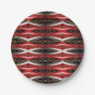 Assiettes En Carton Plaques de papier Abstrait rouge noir blanc