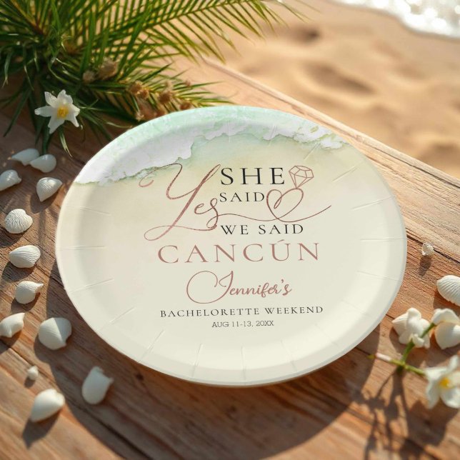 Assiettes En Carton Plaques de papier aquarelle | Beach Bachelorette P (Créateur téléchargé)