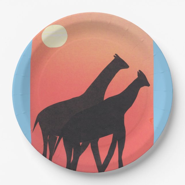 Assiettes En Carton Plaques de papier avec conception Giraffe (Devant)