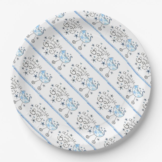 Assiettes En Carton Plaques de papier/Baby Boy (Devant)