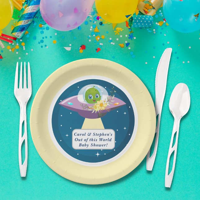 Assiettes En Carton Plaques de papier Baby shower Alien (Créateur téléchargé)