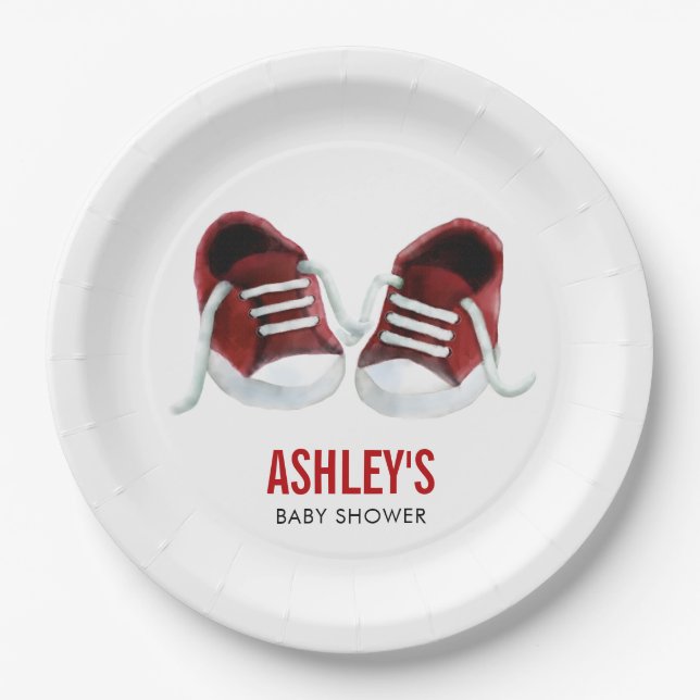 Assiettes En Carton Plaques de papier Baby shower Basket rouge (Devant)