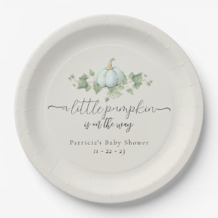 Assiettes En Carton Plaques de papier Baby shower Citrouille bleu