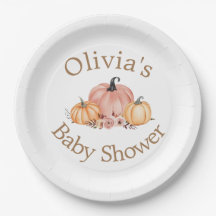 Plaques de papier Baby shower Citrouille d'aquarel
