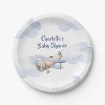 Plaques de papier Baby shower d'avion