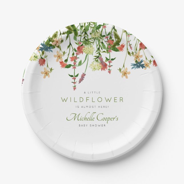 Assiettes En Carton Plaques de papier Baby shower fleur sauvage (Devant)