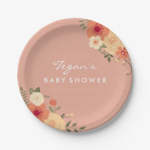 Assiettes En Carton Plaques de papier Baby shower Floral de Pêche mode
