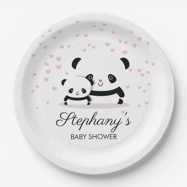 Assiettes En Carton Plaques de papier Baby shower Panda Cute (Devant)