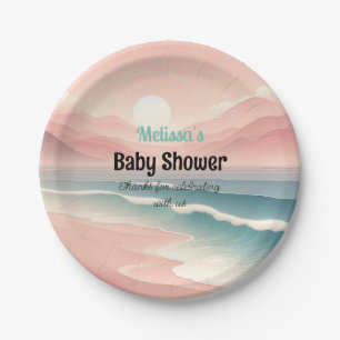 Assiettes En Carton Plaques de papier Baby shower rose Sunset Rolling 