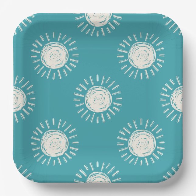 Assiettes En Carton Plaques de papier Baby shower Sun Boho (Recto)