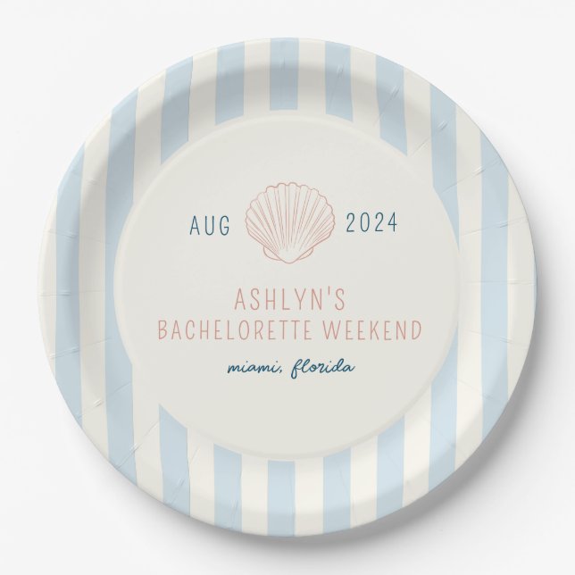 Assiettes En Carton Plaques de papier Bachelorette Côtière (Devant)