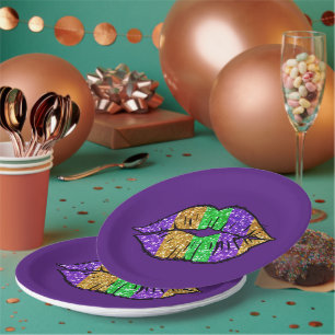 Assiettes En Carton Plaques de papier baiser Mardi Gras