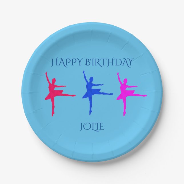 Assiettes En Carton Plaques de papier Ballerina anniversaire fête avec (Devant)