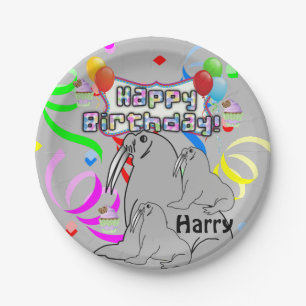 Assiettes En Carton Plaques de papier, Ballons de phoque d'anniversair