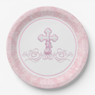 Assiettes En Carton Plaques de papier Baptême pour filles