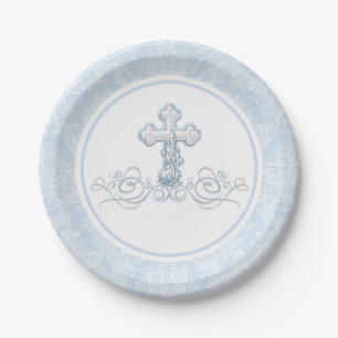 Assiettes En Carton Plaques de papier Baptême pour garçons