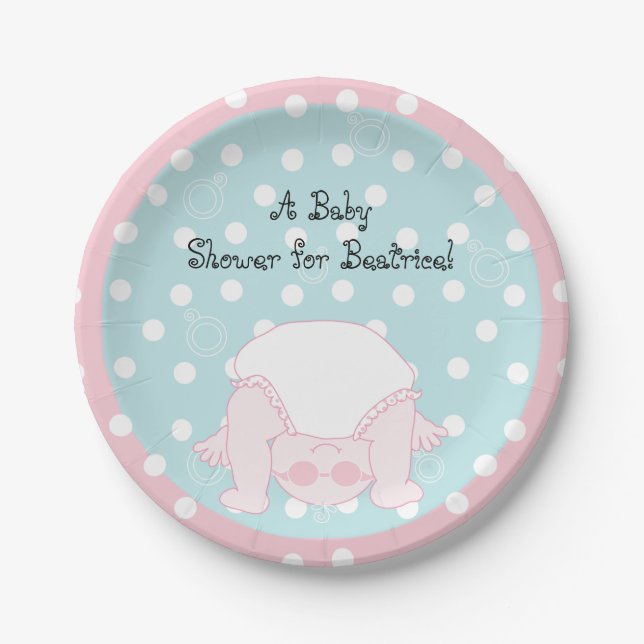 Assiettes En Carton Plaques de papier "BÉBÉ bleu/rose" (Devant)