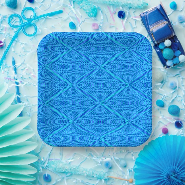 Assiettes En Carton Plaques de papier bleu à motifs (Fête)