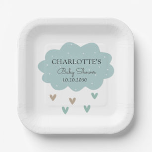 Assiettes En Carton Plaques de papier bleu Baby shower nuage de pluie