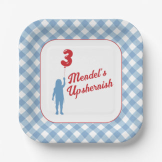 Assiettes En Carton Plaques de papier bleu En vichy Upsherin