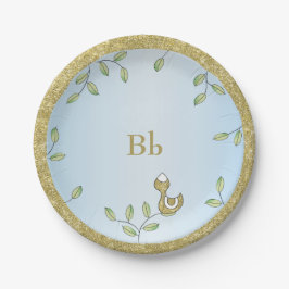 Assiettes En Carton Plaques de papier Bleu "Oiseaux d'or"
