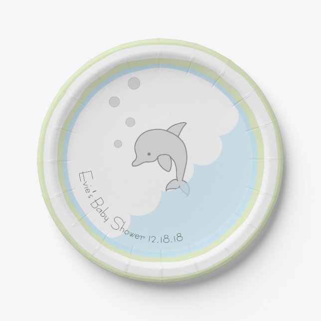 Assiettes En Carton Plaques de papier "bleu/vert dauphin" (Devant)