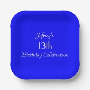Assiettes En Carton Plaques de papier bleu vif, 13e anniversaire