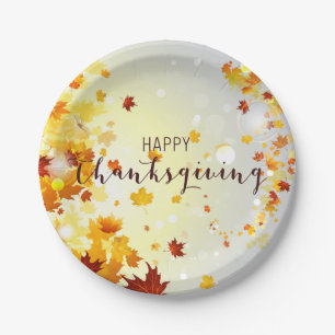 Assiettes En Carton Plaques de papier bon thanksgiving avec Feuilles
