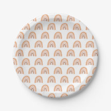 Plaques de papier Brown rond Pastel Boho Arc-en-ci