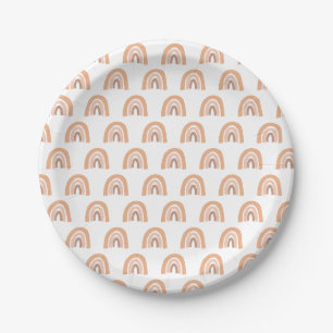 Assiettes En Carton Plaques de papier Brown rond Pastel Boho Arc-en-ci