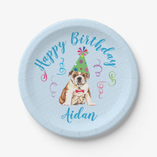 Assiettes En Carton Plaques de papier Bulldog Anniversaire